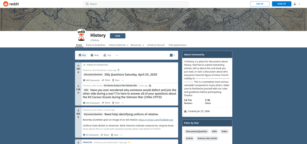 History subreddit