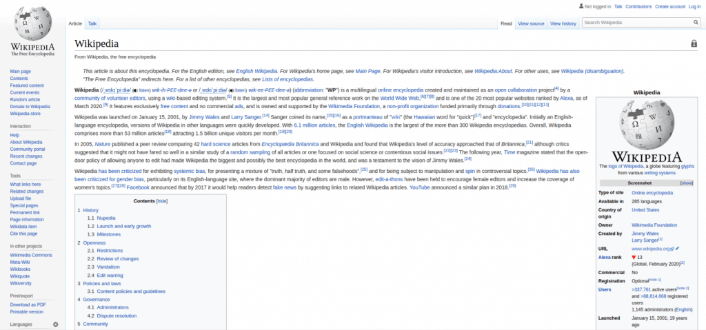 Wikipedia page example